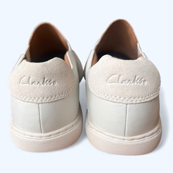 Clarks Women’s Nalle Stride Slip-On Sneakers White Leather Comfort Shoes Size 9 - Picture 8 of 13